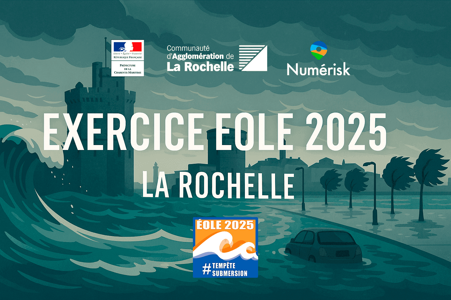 Numérisk, la Préfecture de Charente-Maritime et la CDA de La Rochelle organisent un exercice d’ampleur inédite « Vents violents et risques submersions » les 9 et 10 avril